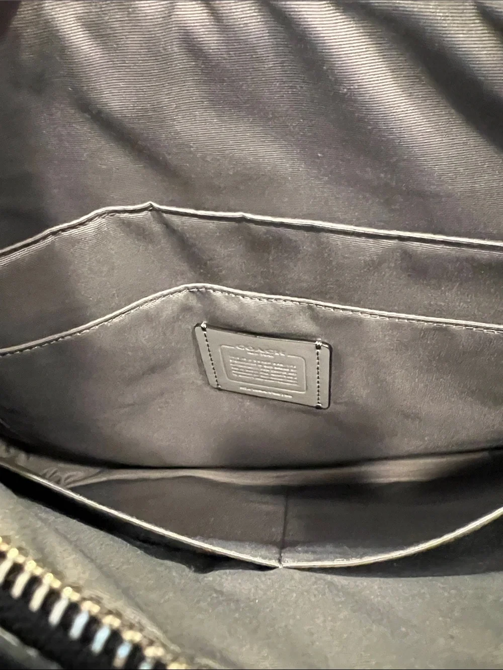 Coach Men’s Gray Leather Laptop Brief with Black Trim